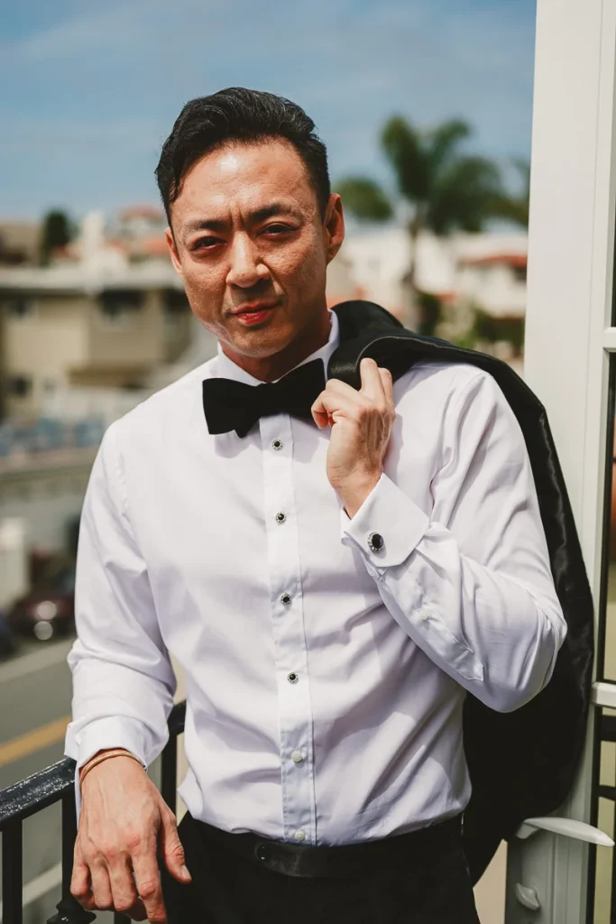 Portrait of groom outdoors