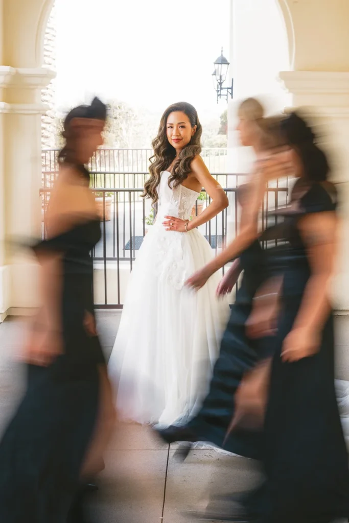 Slow motion portrait with bride and bridesmaids at Talega Golf Club