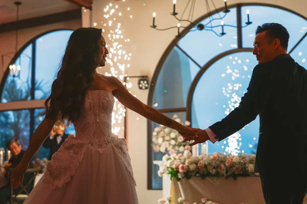Bride and groom during their first dance