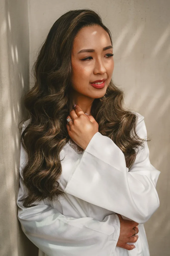 Portrait of bride with dappled sunlight